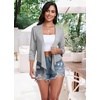 image:imagePrinStory Womens Tie Front Shrug 34 Sleeve Bolero Cardigan Lightweight Summer Casual Short Shawl Top S4XL20 Light Gray