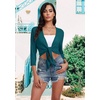 image:imagePrinStory Womens Tie Front Shrug 34 Sleeve Bolero Cardigan Lightweight Summer Casual Short Shawl Top S4XL21 Lake Blue