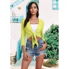 image:imagePrinStory Womens Tie Front Shrug 34 Sleeve Bolero Cardigan Lightweight Summer Casual Short Shawl Top S4XL23 Fluorescent Green