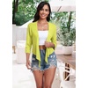 image:imagePrinStory Womens Tie Front Shrug 34 Sleeve Bolero Cardigan Lightweight Summer Casual Short Shawl Top S4XL23 Fluorescent Green