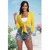 image:imagePrinStory Womens Tie Front Shrug 34 Sleeve Bolero Cardigan Lightweight Summer Casual Short Shawl Top S4XL24 Lemon Yellow