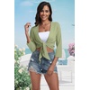 image:imagePrinStory Womens Tie Front Shrug 34 Sleeve Bolero Cardigan Lightweight Summer Casual Short Shawl Top S4XL25 Grass Green