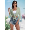 image:imagePrinStory Womens Tie Front Shrug 34 Sleeve Bolero Cardigan Lightweight Summer Casual Short Shawl Top S4XL26 Bean Green
