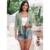 image:imagePrinStory Womens Tie Front Shrug 34 Sleeve Bolero Cardigan Lightweight Summer Casual Short Shawl Top S4XL26 Bean Green