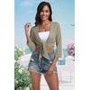 image:imagePrinStory Womens Tie Front Shrug 34 Sleeve Bolero Cardigan Lightweight Summer Casual Short Shawl Top S4XL27 Matcha Green