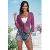 image:imagePrinStory Womens Tie Front Shrug 34 Sleeve Bolero Cardigan Lightweight Summer Casual Short Shawl Top S4XL29 Purple Red