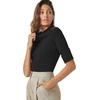 image:imagePrinStory Womens Tops Mock Neck Short Sleeve T Shirts Dressy Casual Ribbed Knit Slim Fit Summer Business Going Out Tops 2026 Carbon Black US XL
