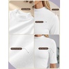 image:imagePrinStory Womens Tops Mock Neck Short Sleeve T Shirts Dressy Casual Ribbed Knit Slim Fit Summer Business Going Out Tops 2026A White