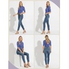 image:imagePrinStory Womens Tops Mock Neck Short Sleeve T Shirts Dressy Casual Ribbed Knit Slim Fit Summer Business Going Out Tops 2026C Blue Purple