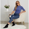 image:imagePrinStory Womens Tops Mock Neck Short Sleeve T Shirts Dressy Casual Ribbed Knit Slim Fit Summer Business Going Out Tops 2026C Blue Purple