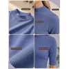 image:imagePrinStory Womens Tops Mock Neck Short Sleeve T Shirts Dressy Casual Ribbed Knit Slim Fit Summer Business Going Out Tops 2026C Blue Purple