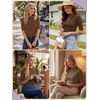 image:imagePrinStory Womens Tops Mock Neck Short Sleeve T Shirts Dressy Casual Ribbed Knit Slim Fit Summer Business Going Out Tops 2026C Brown
