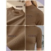 image:imagePrinStory Womens Tops Mock Neck Short Sleeve T Shirts Dressy Casual Ribbed Knit Slim Fit Summer Business Going Out Tops 2026C Brown