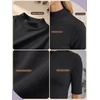 image:imagePrinStory Womens Tops Mock Neck Short Sleeve T Shirts Dressy Casual Ribbed Knit Slim Fit Summer Business Going Out Tops 2026C Carbon