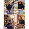 image:imagePrinStory Womens Tops Mock Neck Short Sleeve T Shirts Dressy Casual Ribbed Knit Slim Fit Summer Business Going Out Tops 2026C Carbon