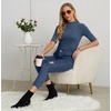 image:imagePrinStory Womens Tops Mock Neck Short Sleeve T Shirts Dressy Casual Ribbed Knit Slim Fit Summer Business Going Out Tops 2026C Denim Blue