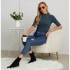 image:imagePrinStory Womens Tops Mock Neck Short Sleeve T Shirts Dressy Casual Ribbed Knit Slim Fit Summer Business Going Out Tops 2026C Gray Blue