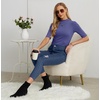 image:imagePrinStory Womens Tops Mock Neck Short Sleeve T Shirts Dressy Casual Ribbed Knit Slim Fit Summer Business Going Out Tops 2026C Gray Purple