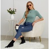 image:imagePrinStory Womens Tops Mock Neck Short Sleeve T Shirts Dressy Casual Ribbed Knit Slim Fit Summer Business Going Out Tops 2026C Haze Green