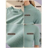 image:imagePrinStory Womens Tops Mock Neck Short Sleeve T Shirts Dressy Casual Ribbed Knit Slim Fit Summer Business Going Out Tops 2026C Haze Green