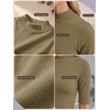 image:imagePrinStory Womens Tops Mock Neck Short Sleeve T Shirts Dressy Casual Ribbed Knit Slim Fit Summer Business Going Out Tops 2026C Khaki