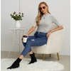 image:imagePrinStory Womens Tops Mock Neck Short Sleeve T Shirts Dressy Casual Ribbed Knit Slim Fit Summer Business Going Out Tops 2026C Light Gray