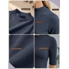 image:imagePrinStory Womens Tops Mock Neck Short Sleeve T Shirts Dressy Casual Ribbed Knit Slim Fit Summer Business Going Out Tops 2026C Navy Blue