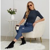 image:imagePrinStory Womens Tops Mock Neck Short Sleeve T Shirts Dressy Casual Ribbed Knit Slim Fit Summer Business Going Out Tops 2026C Navy Blue