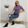 image:imagePrinStory Womens Tops Mock Neck Short Sleeve T Shirts Dressy Casual Ribbed Knit Slim Fit Summer Business Going Out Tops 2026C Purple