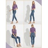image:imagePrinStory Womens Tops Mock Neck Short Sleeve T Shirts Dressy Casual Ribbed Knit Slim Fit Summer Business Going Out Tops 2026C Purple