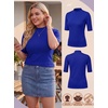 image:imagePrinStory Womens Tops Mock Neck Short Sleeve T Shirts Dressy Casual Ribbed Knit Slim Fit Summer Business Going Out Tops 2026C Royal Blue