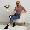 image:imagePrinStory Womens Tops Mock Neck Short Sleeve T Shirts Dressy Casual Ribbed Knit Slim Fit Summer Business Going Out Tops 2026C Rusty Red