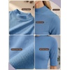 image:imagePrinStory Womens Tops Mock Neck Short Sleeve T Shirts Dressy Casual Ribbed Knit Slim Fit Summer Business Going Out Tops 2026C Variegated Blue
