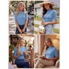 image:imagePrinStory Womens Tops Mock Neck Short Sleeve T Shirts Dressy Casual Ribbed Knit Slim Fit Summer Business Going Out Tops 2026C Variegated Blue