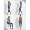 image:imagePrinStory Womens Tops Mock Neck Short Sleeve T Shirts Dressy Casual Ribbed Knit Slim Fit Summer Business Going Out Tops 2026C Variegated Blue