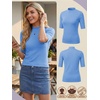 image:imagePrinStory Womens Tops Mock Neck Short Sleeve T Shirts Dressy Casual Ribbed Knit Slim Fit Summer Business Going Out Tops 2026C Variegated Blue