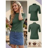 image:imagePrinStory Womens Tops Mock Neck Short Sleeve T Shirts Dressy Casual Ribbed Knit Slim Fit Summer Business Going Out Tops 2026C Vg Green