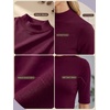 image:imagePrinStory Womens Tops Mock Neck Short Sleeve T Shirts Dressy Casual Ribbed Knit Slim Fit Summer Business Going Out Tops 2026C Wine Red
