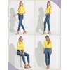 image:imagePrinStory Womens Tops Mock Neck Short Sleeve T Shirts Dressy Casual Ribbed Knit Slim Fit Summer Business Going Out Tops 2026C Yellow