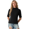 image:imagePrinStory Womens Tops Mock Turtleneck Dressy Casual Business Short Sleeve T Shirts Slim Fit Summer Going Out Tops 202601 Black
