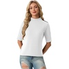 image:imagePrinStory Womens Tops Mock Turtleneck Dressy Casual Business Short Sleeve T Shirts Slim Fit Summer Going Out Tops 202602 Beige White