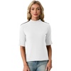 image:imagePrinStory Womens Tops Mock Turtleneck Dressy Casual Business Short Sleeve T Shirts Slim Fit Summer Going Out Tops 202602 Beige White
