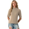 image:imagePrinStory Womens Tops Mock Turtleneck Dressy Casual Business Short Sleeve T Shirts Slim Fit Summer Going Out Tops 202603 Mixed Beige