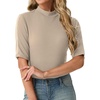 image:imagePrinStory Womens Tops Mock Turtleneck Dressy Casual Business Short Sleeve T Shirts Slim Fit Summer Going Out Tops 202603 Mixed Beige