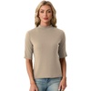 image:imagePrinStory Womens Tops Mock Turtleneck Dressy Casual Business Short Sleeve T Shirts Slim Fit Summer Going Out Tops 202603 Mixed Beige