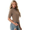 image:imagePrinStory Womens Tops Mock Turtleneck Dressy Casual Business Short Sleeve T Shirts Slim Fit Summer Going Out Tops 202605 Khaki
