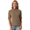 image:imagePrinStory Womens Tops Mock Turtleneck Dressy Casual Business Short Sleeve T Shirts Slim Fit Summer Going Out Tops 202605 Khaki