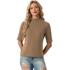 image:imagePrinStory Womens Tops Mock Turtleneck Dressy Casual Business Short Sleeve T Shirts Slim Fit Summer Going Out Tops 202605 Khaki