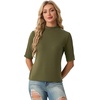 image:imagePrinStory Womens Tops Mock Turtleneck Dressy Casual Business Short Sleeve T Shirts Slim Fit Summer Going Out Tops 202606 Army Green