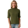 image:imagePrinStory Womens Tops Mock Turtleneck Dressy Casual Business Short Sleeve T Shirts Slim Fit Summer Going Out Tops 202606 Army Green